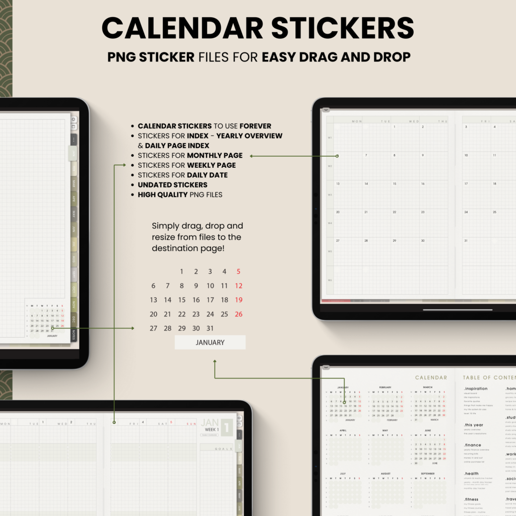 Undated Digital Planner Yume Techo NozomuNoto Notebook Daily Weekly Monthly Calendar Japanese Multipurpose Minimalist ADHD Bullet Journal Hyperlinked PDF Goodnotes Notability Landscape Android iPad Student Study Noteshelf Samsung Notes Hobonichi