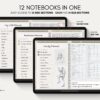 Digital Notebook V2 Landscape Yume Noto NozomuNoto Japanese Multipurpose Minimalist ADHD Bullet Journal Hyperlinked PDF Goodnotes Notability Android Tablet iPad Student Study Teacher Travel Cornell Grid Lines Dotted Template Noteshelf Samsung Xodo