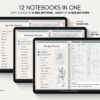 Digital Notebook V2 Landscape Yume Noto NozomuNoto Japanese Multipurpose Minimalist ADHD Bullet Journal Hyperlinked PDF Goodnotes Notability Android Tablet iPad Student Study Teacher Travel Cornell Grid Lines Dotted Template Noteshelf Samsung Xodo