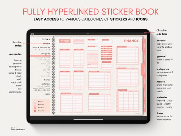 Ultimate Digital Stickers Stickerbook Widget NozomuNoto Japanese Multipurpose Minimalist Calendar ADHD Bullet Journal png Goodnotes Notability Android Tablet iPad finance work study travel health Noteshelf Samsung Xodo