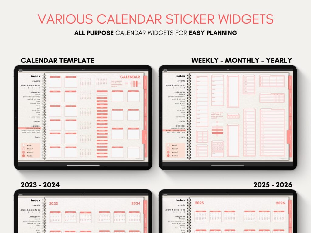 Ultimate Digital Stickers Stickerbook Widget NozomuNoto Japanese Multipurpose Minimalist Calendar ADHD Bullet Journal png Goodnotes Notability Android Tablet iPad finance work study travel health Noteshelf Samsung Xodo