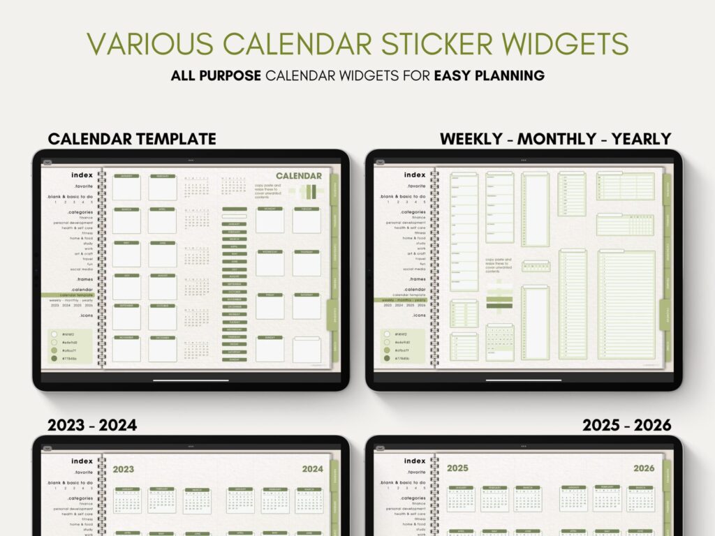 Ultimate Digital Stickers Stickerbook Widget NozomuNoto Japanese Multipurpose Minimalist Calendar ADHD Bullet Journal png Goodnotes Notability Android Tablet iPad finance work study travel health Noteshelf Samsung Xodo