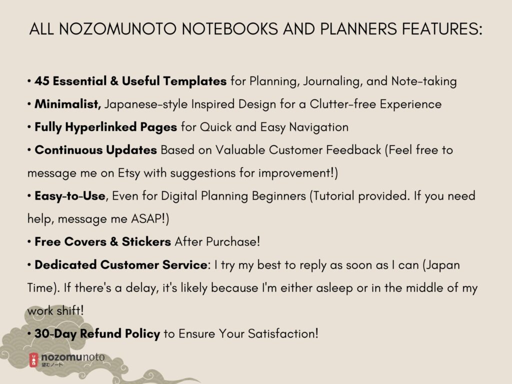 Dated Academic 2025 Digital Planner Yume Techo NozomuNoto Notebook Daily Weekly Monthly Calendar Japanese Multipurpose Minimalist ADHD Bullet Journal Hyperlinked PDF Goodnotes Notability Landscape Android iPad Student Noteshelf Samsung Hobonichi