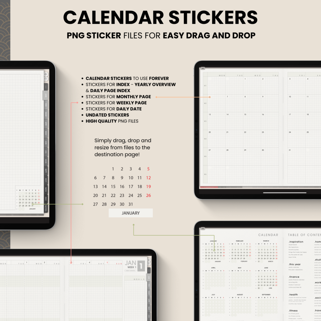 Undated Digital Planner Yume Techo NozomuNoto Notebook Daily Weekly Monthly Calendar Japanese Multipurpose Minimalist ADHD Bullet Journal Hyperlinked PDF Goodnotes Notability Landscape Android iPad Student Study Noteshelf Samsung Notes Hobonichi