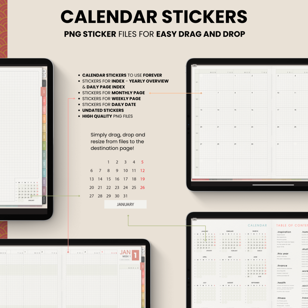 Undated Digital Planner Yume Techo NozomuNoto Notebook Daily Weekly Monthly Calendar Japanese Multipurpose Minimalist ADHD Bullet Journal Hyperlinked PDF Goodnotes Notability Landscape Android iPad Student Study Noteshelf Samsung Notes Hobonichi