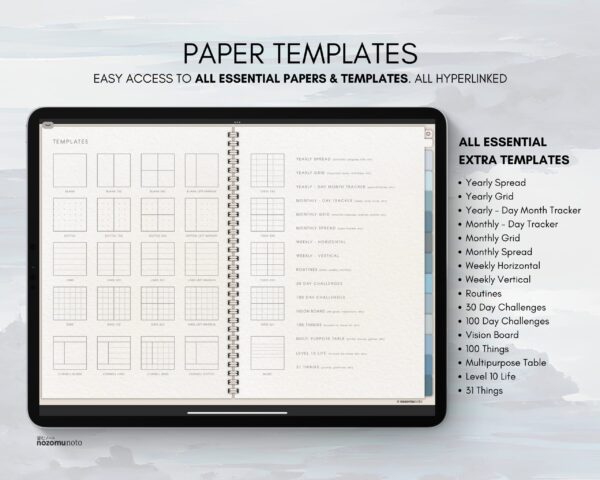 Digital Notebook V1 Landscape Yume Noto NozomuNoto Japanese Multipurpose Minimalist ADHD Bullet Journal Hyperlinked PDF Goodnotes Notability Android Tablet iPad Student Study Teacher Travel Cornell Grid Lines Dotted Template Noteshelf Samsung Xodo