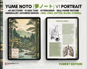 Digital Notebook V1 Portrait Yume Noto NozomuNoto Japanese Multipurpose Minimalist ADHD Bullet Journal Hyperlinked PDF Goodnotes Notability Android Tablet iPad Student Study Teacher Travel Cornell Grid Lines Dotted Template Noteshelf Samsung Xodo