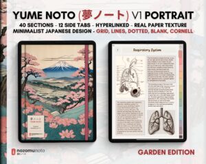 Digital Notebook V1 Portrait Yume Noto NozomuNoto Japanese Multipurpose Minimalist ADHD Bullet Journal Hyperlinked PDF Goodnotes Notability Android Tablet iPad Student Study Teacher Travel Cornell Grid Lines Dotted Template Noteshelf Samsung Xodo