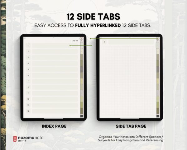 Digital Notebook V1 Portrait Yume Noto NozomuNoto Japanese Multipurpose Minimalist ADHD Bullet Journal Hyperlinked PDF Goodnotes Notability Android Tablet iPad Student Study Teacher Travel Cornell Grid Lines Dotted Template Noteshelf Samsung Xodo