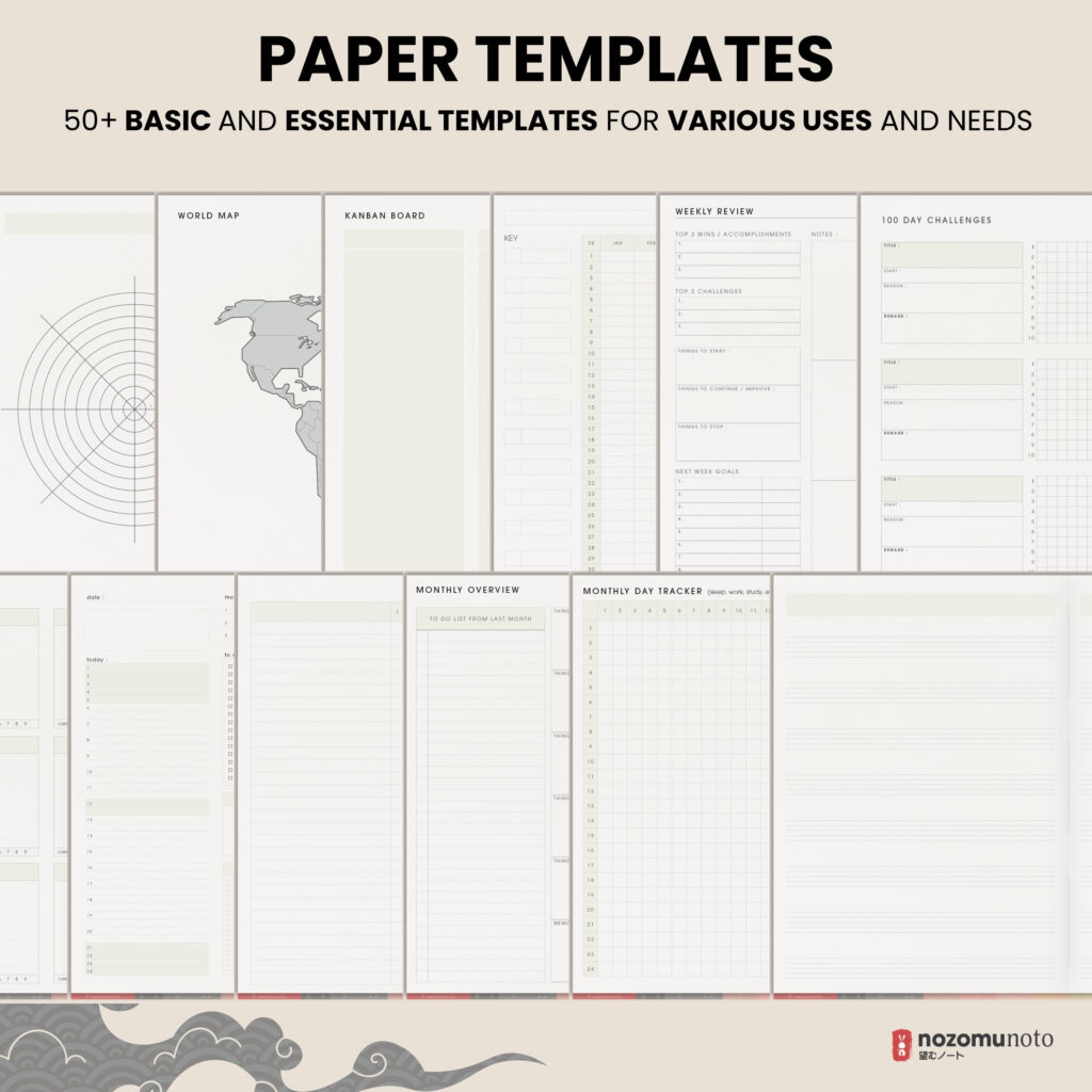 2025 Digital Planner Yume Techo NozomuNoto Notebook Daily Weekly Monthly Calendar Japanese Multipurpose Minimalist ADHD Bullet Journal Hyperlinked PDF Goodnotes Notability Landscape Android iPad Student Study Noteshelf Samsung Notes Hobonichi