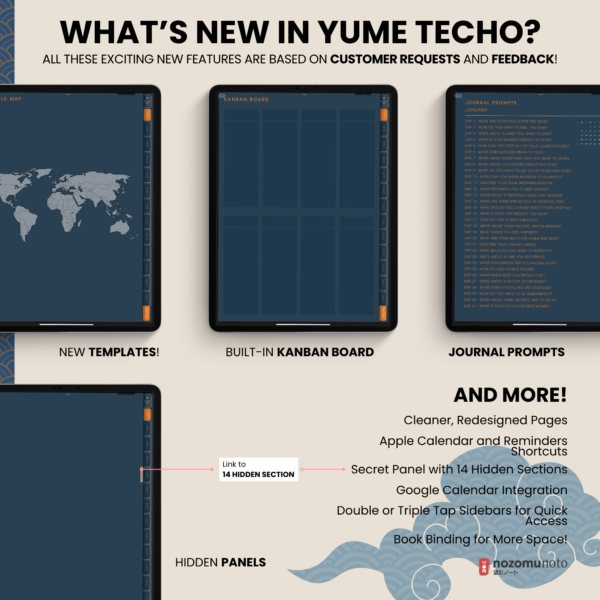 Dated Academic 2025 Digital Planner Yume Techo NozomuNoto Notebook Daily Weekly Monthly Calendar Japanese Multipurpose Minimalist ADHD Bullet Journal Hyperlinked PDF Goodnotes Notability Portrait Android iPad Student Noteshelf Samsung Notes Hobonichi