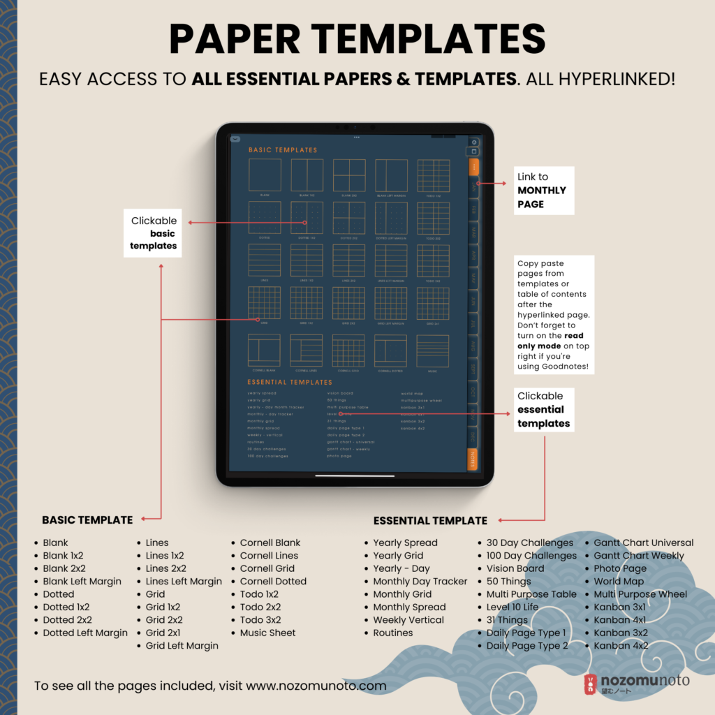 Dated Academic 2025 Digital Planner Yume Techo NozomuNoto Notebook Daily Weekly Monthly Calendar Japanese Multipurpose Minimalist ADHD Bullet Journal Hyperlinked PDF Goodnotes Notability Portrait Android iPad Student Noteshelf Samsung Notes Hobonichi