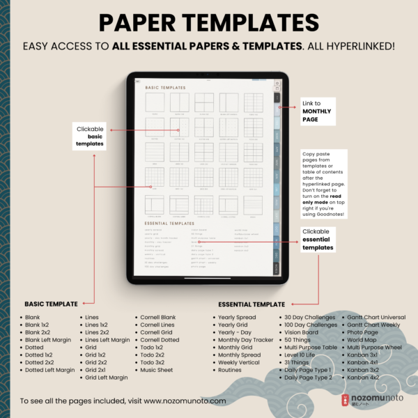 Dated Academic 2025 Digital Planner Yume Techo NozomuNoto Notebook Daily Weekly Monthly Calendar Japanese Multipurpose Minimalist ADHD Bullet Journal Hyperlinked PDF Goodnotes Notability Portrait Android iPad Student Noteshelf Samsung Notes Hobonichi