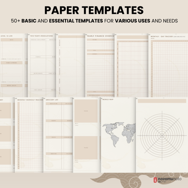 2025 Digital Planner Yume Techo NozomuNoto Notebook Daily Weekly Monthly Calendar Japanese Multipurpose Minimalist ADHD Bullet Journal Hyperlinked PDF Goodnotes Notability Portrait Android iPad Student Study Noteshelf Samsung Notes Hobonichi