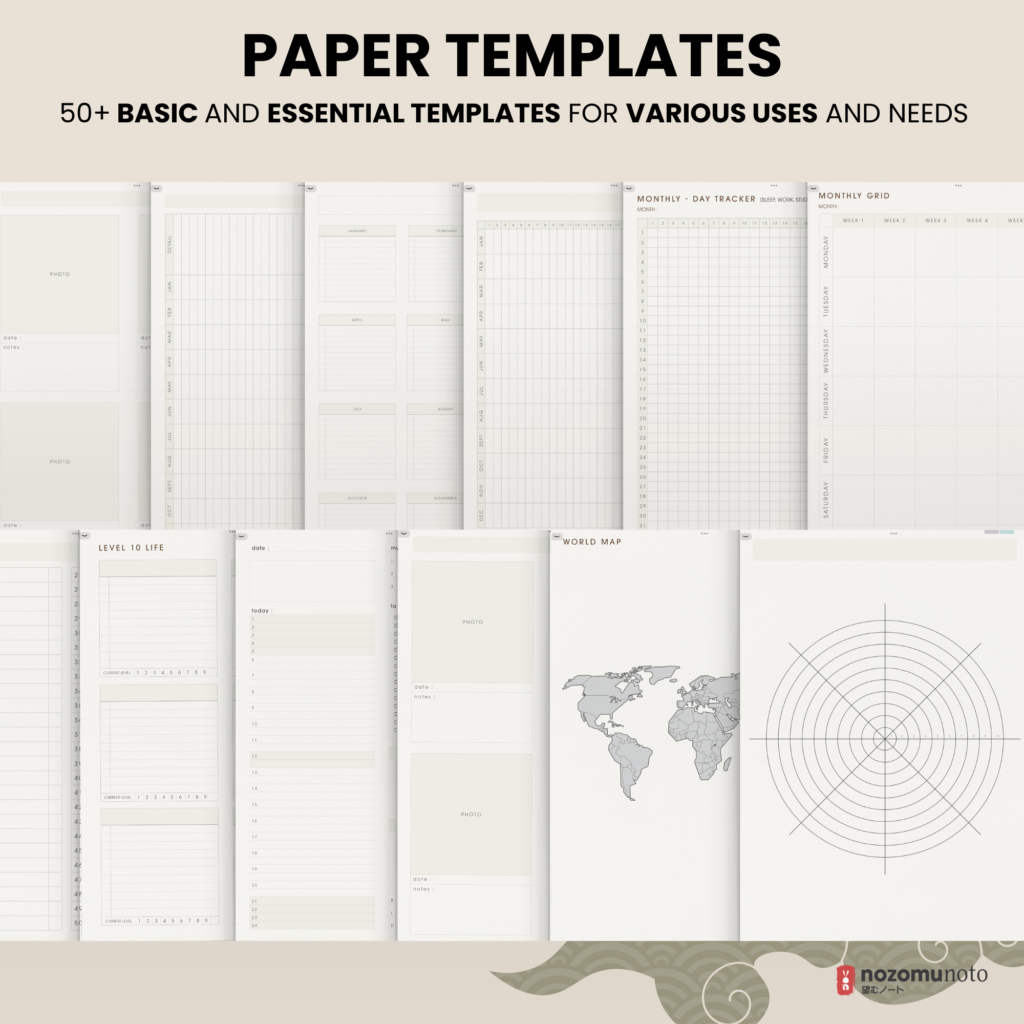 2025 Digital Planner Yume Techo NozomuNoto Notebook Daily Weekly Monthly Calendar Japanese Multipurpose Minimalist ADHD Bullet Journal Hyperlinked PDF Goodnotes Notability Portrait Android iPad Student Study Noteshelf Samsung Notes Hobonichi