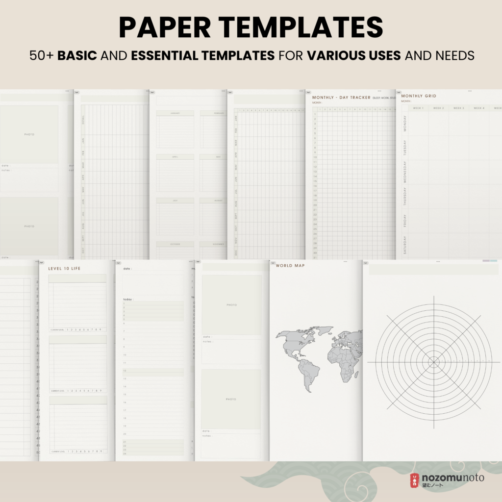 2025 Digital Planner Yume Techo NozomuNoto Notebook Daily Weekly Monthly Calendar Japanese Multipurpose Minimalist ADHD Bullet Journal Hyperlinked PDF Goodnotes Notability Portrait Android iPad Student Study Noteshelf Samsung Notes Hobonichi