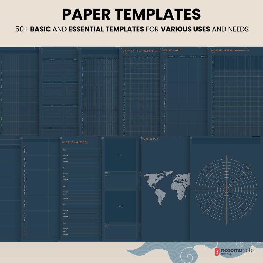 2025 Digital Planner Yume Techo NozomuNoto Notebook Daily Weekly Monthly Calendar Japanese Multipurpose Minimalist ADHD Bullet Journal Hyperlinked PDF Goodnotes Notability Portrait Android iPad Student Study Noteshelf Samsung Notes Hobonichi