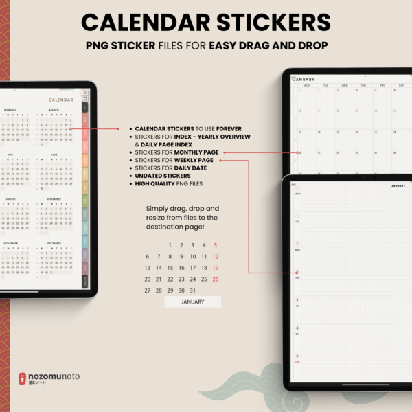 Dated Academic 2025 Digital Planner Yume Techo NozomuNoto Notebook Daily Weekly Monthly Calendar Japanese Multipurpose Minimalist ADHD Bullet Journal Hyperlinked PDF Goodnotes Notability Portrait Android iPad Student Noteshelf Samsung Notes Hobonichi