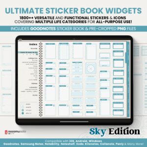 Ultimate Digital Stickers Stickerbook Widget NozomuNoto Japanese Multipurpose Minimalist Calendar ADHD Bullet Journal png Goodnotes Notability Android Tablet iPad finance work study travel health Noteshelf Samsung Xodo
