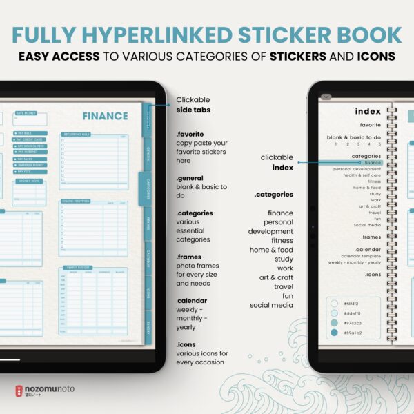 Ultimate Digital Stickers Stickerbook Widget NozomuNoto Japanese Multipurpose Minimalist Calendar ADHD Bullet Journal png Goodnotes Notability Android Tablet iPad finance work study travel health Noteshelf Samsung Xodo