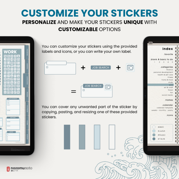 Ultimate Digital Stickers Stickerbook Widget NozomuNoto Japanese Multipurpose Minimalist Calendar ADHD Bullet Journal png Goodnotes Notability Android Tablet iPad finance work study travel health Noteshelf Samsung Xodo