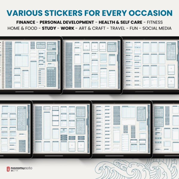 Ultimate Digital Stickers Stickerbook Widget NozomuNoto Japanese Multipurpose Minimalist Calendar ADHD Bullet Journal png Goodnotes Notability Android Tablet iPad finance work study travel health Noteshelf Samsung Xodo