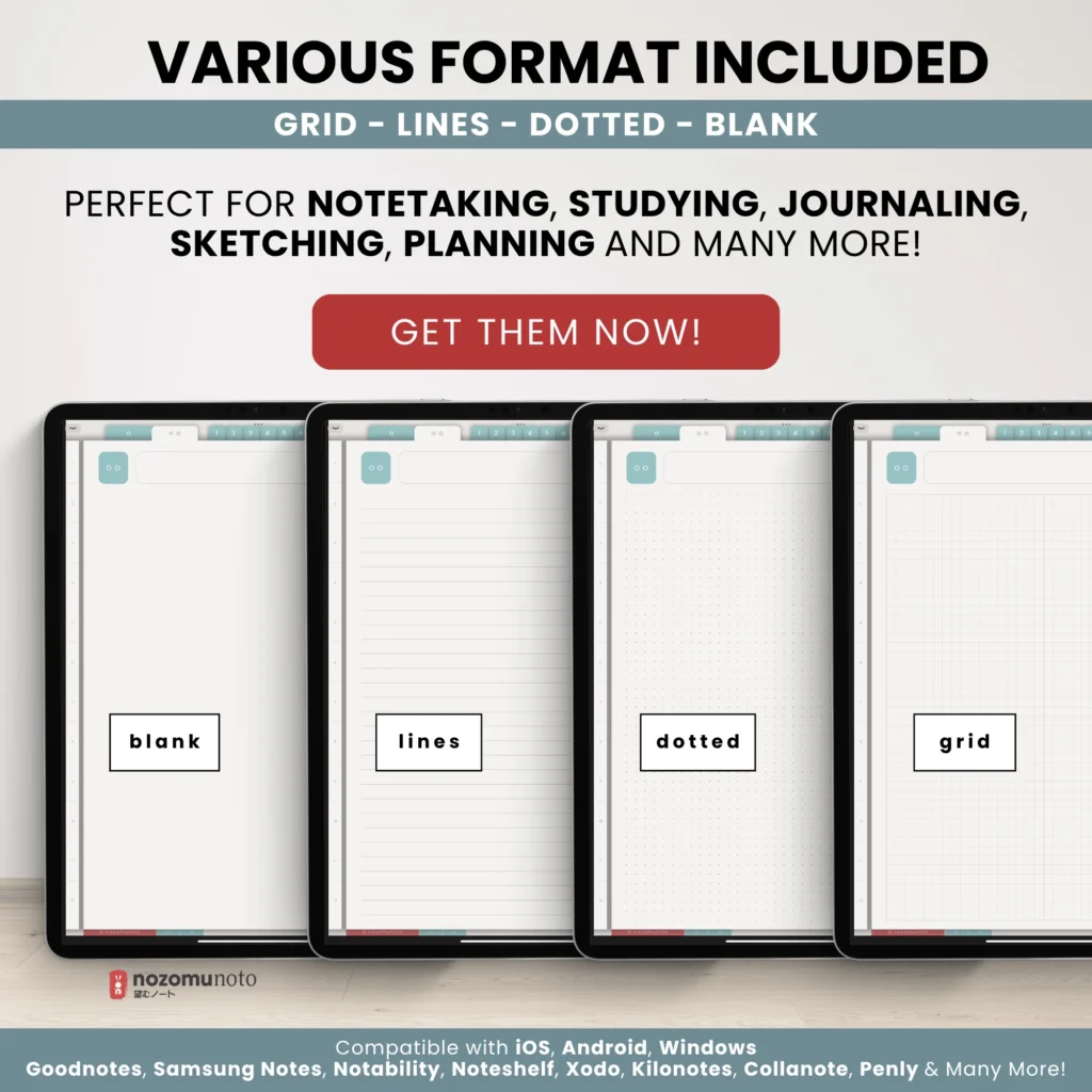 Digital Notebook V2 Portrait Light Garden notebook format guide preview.