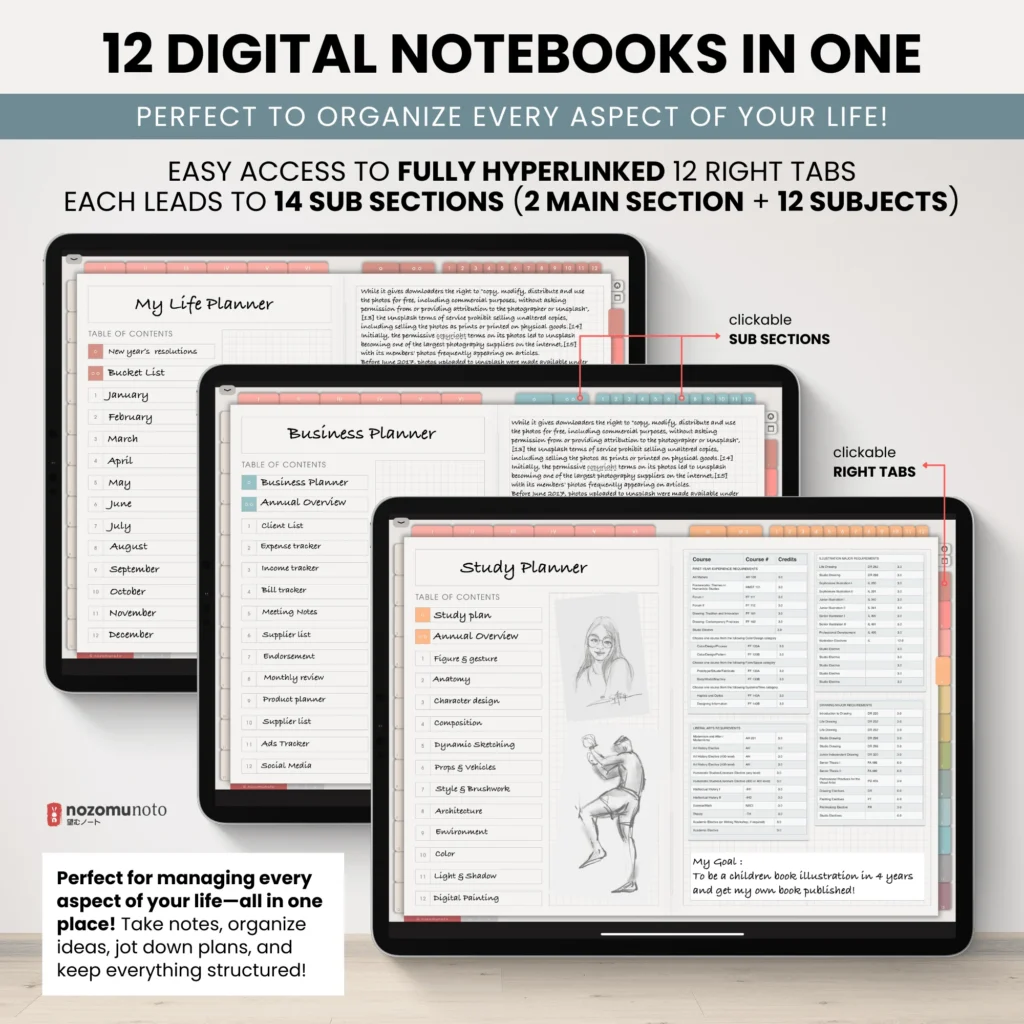 Digital Notebook V2 Landscape Light Garden 12 notebooks overview.