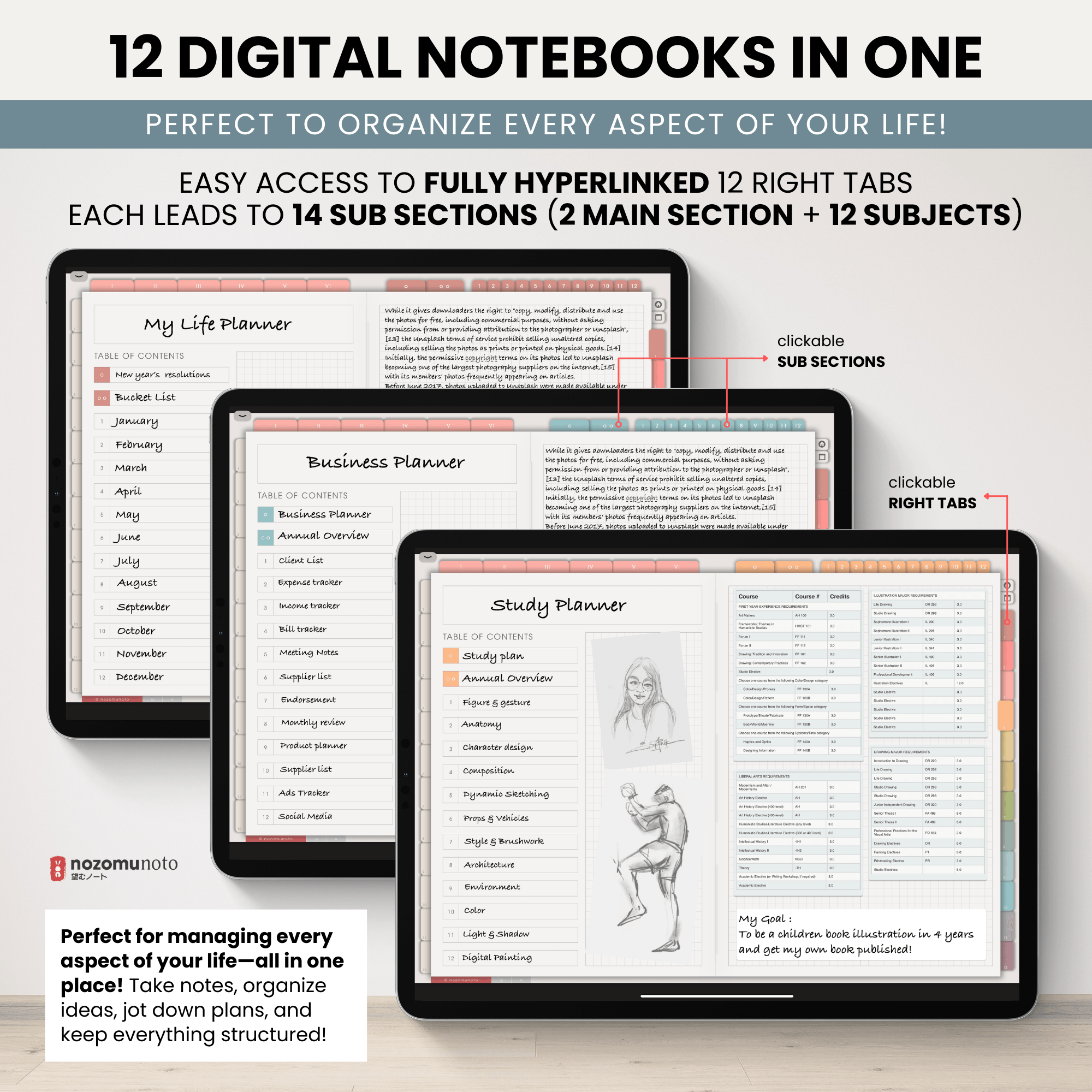 notebookページ Digital Notebook V2 Landscape - Light Garden - NozomuNoto
