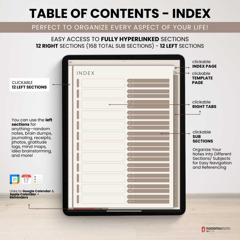 Digital Notebook V2 Yume Noto NozomuNoto Japanese Multipurpose Minimalist ADHD Bullet Journal Hyperlinked PDF Goodnotes Notability Android Tablet iPad Student Study Teacher Travel Cornell Grid Lines Dotted Template Noteshelf Noteful Kilonotes Collanote Zoomnotes Samsung Xodo