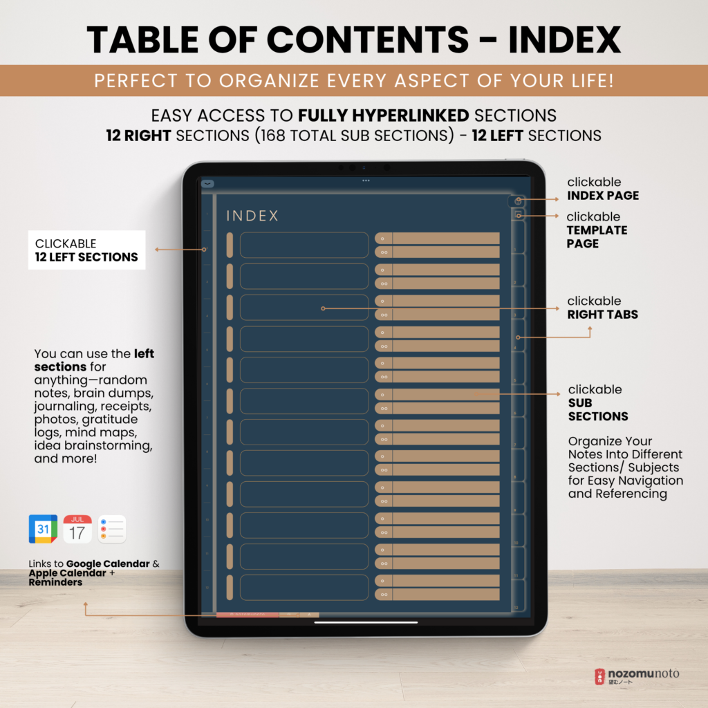 Digital Notebook V2 Yume Noto NozomuNoto Japanese Multipurpose Minimalist ADHD Bullet Journal Hyperlinked PDF Goodnotes Notability Android Tablet iPad Student Study Teacher Travel Cornell Grid Lines Dotted Template Noteshelf Noteful Kilonotes Collanote Zoomnotes Samsung Xodo