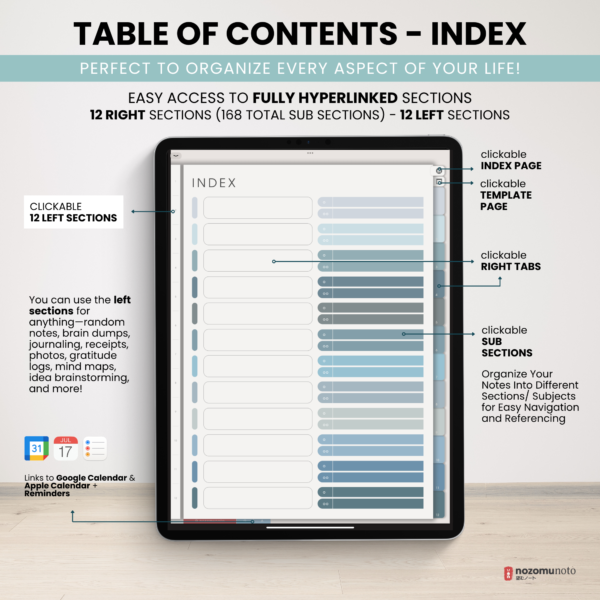 Digital Notebook V2 Yume Noto NozomuNoto Japanese Multipurpose Minimalist ADHD Bullet Journal Hyperlinked PDF Goodnotes Notability Android Tablet iPad Student Study Teacher Travel Cornell Grid Lines Dotted Template Noteshelf Noteful Kilonotes Collanote Zoomnotes Samsung Xodo