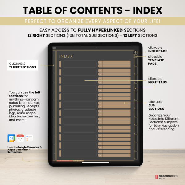 Digital Notebook V2 Yume Noto NozomuNoto Japanese Multipurpose Minimalist ADHD Bullet Journal Hyperlinked PDF Goodnotes Notability Android Tablet iPad Student Study Teacher Travel Cornell Grid Lines Dotted Template Noteshelf Noteful Kilonotes Collanote Zoomnotes Samsung Xodo