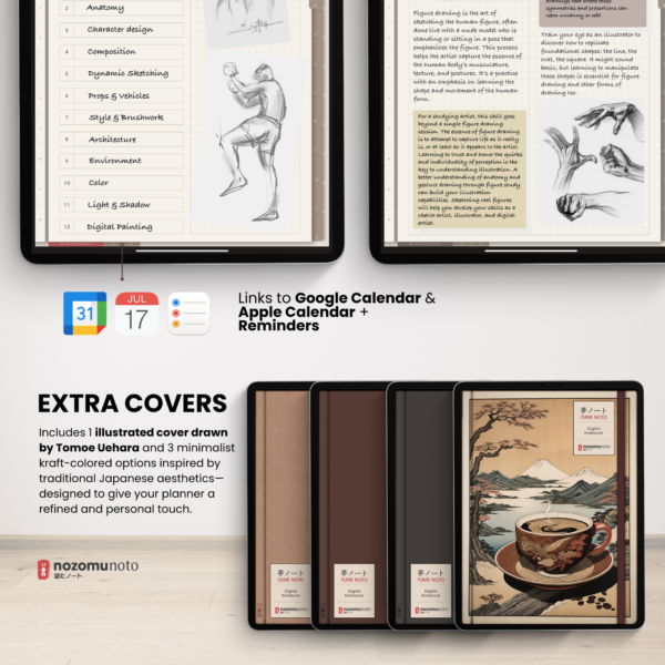 Digital Notebook V2 Yume Noto NozomuNoto Japanese Multipurpose Minimalist ADHD Bullet Journal Hyperlinked PDF Goodnotes Notability Android Tablet iPad Student Study Teacher Travel Cornell Grid Lines Dotted Template Noteshelf Noteful Kilonotes Collanote Zoomnotes Samsung Xodo