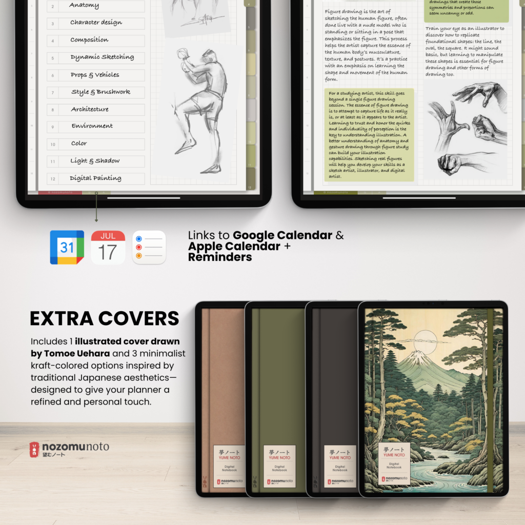 Digital Notebook V2 Yume Noto NozomuNoto Japanese Multipurpose Minimalist ADHD Bullet Journal Hyperlinked PDF Goodnotes Notability Android Tablet iPad Student Study Teacher Travel Cornell Grid Lines Dotted Template Noteshelf Noteful Kilonotes Collanote Zoomnotes Samsung Xodo