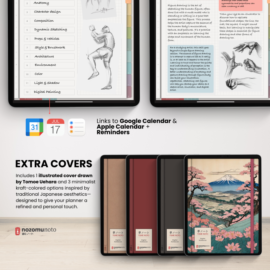 Digital Notebook V2 Yume Noto NozomuNoto Japanese Multipurpose Minimalist ADHD Bullet Journal Hyperlinked PDF Goodnotes Notability Android Tablet iPad Student Study Teacher Travel Cornell Grid Lines Dotted Template Noteshelf Noteful Kilonotes Collanote Zoomnotes Samsung Xodo