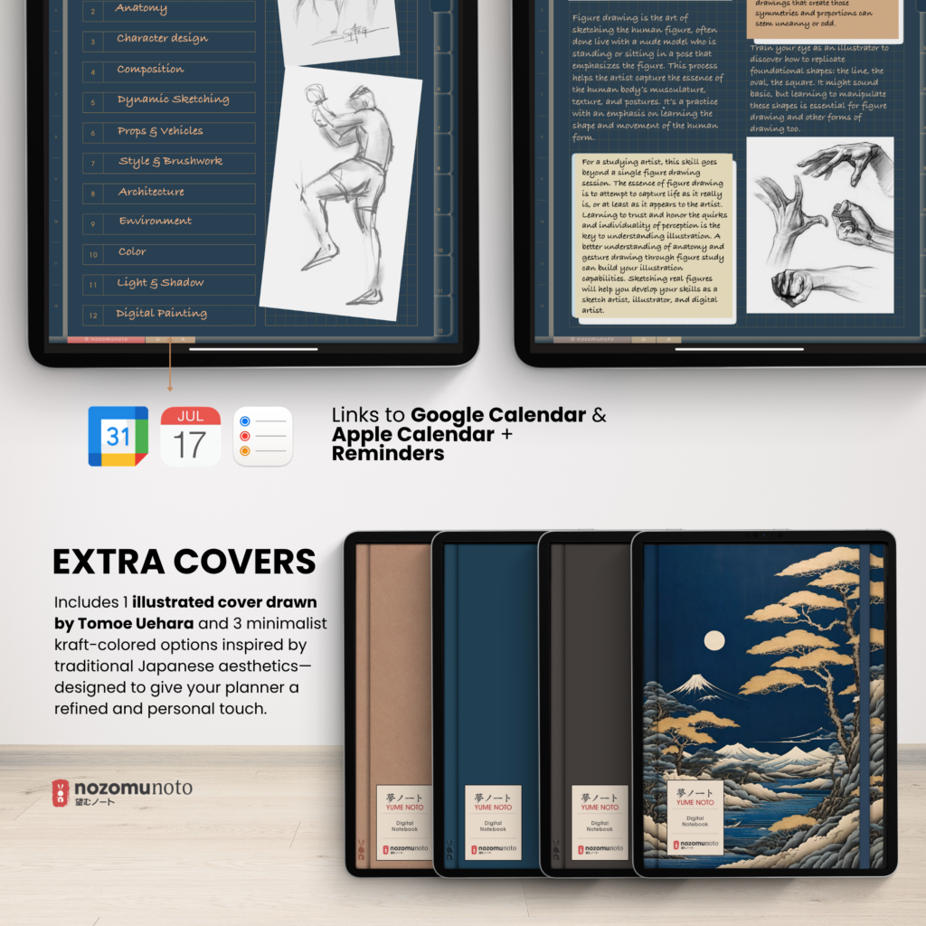 Digital Notebook V2 Yume Noto NozomuNoto Japanese Multipurpose Minimalist ADHD Bullet Journal Hyperlinked PDF Goodnotes Notability Android Tablet iPad Student Study Teacher Travel Cornell Grid Lines Dotted Template Noteshelf Noteful Kilonotes Collanote Zoomnotes Samsung Xodo