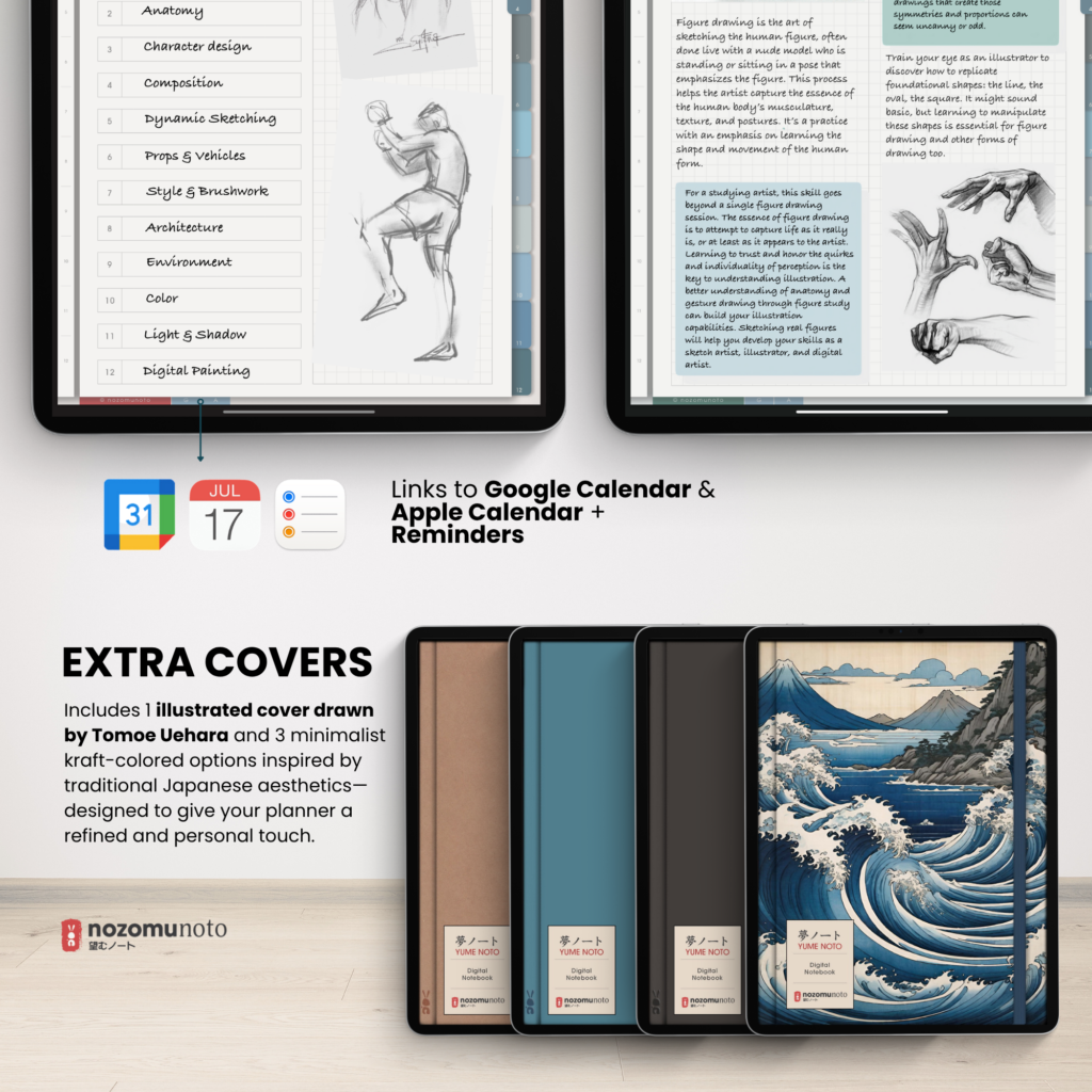 Digital Notebook V2 Yume Noto NozomuNoto Japanese Multipurpose Minimalist ADHD Bullet Journal Hyperlinked PDF Goodnotes Notability Android Tablet iPad Student Study Teacher Travel Cornell Grid Lines Dotted Template Noteshelf Noteful Kilonotes Collanote Zoomnotes Samsung Xodo
