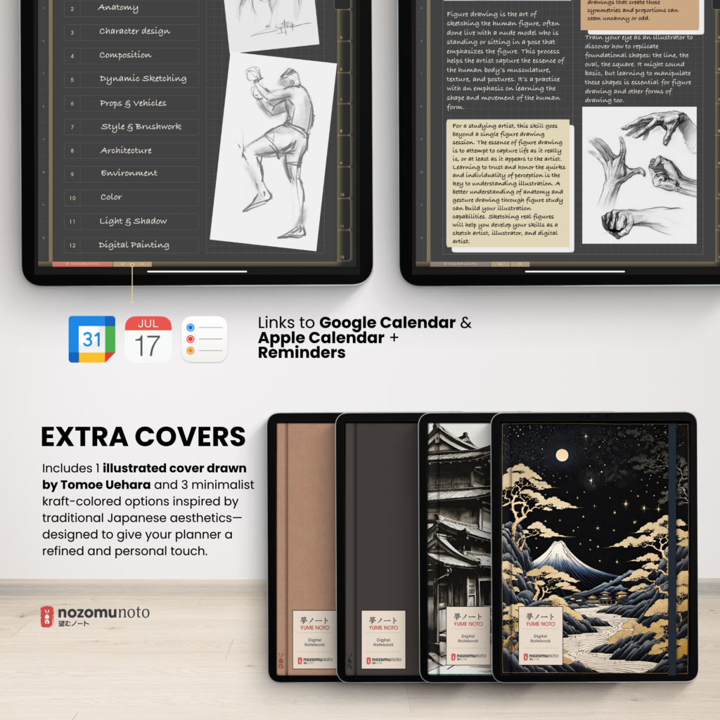 Digital Notebook V2 Yume Noto NozomuNoto Japanese Multipurpose Minimalist ADHD Bullet Journal Hyperlinked PDF Goodnotes Notability Android Tablet iPad Student Study Teacher Travel Cornell Grid Lines Dotted Template Noteshelf Noteful Kilonotes Collanote Zoomnotes Samsung Xodo