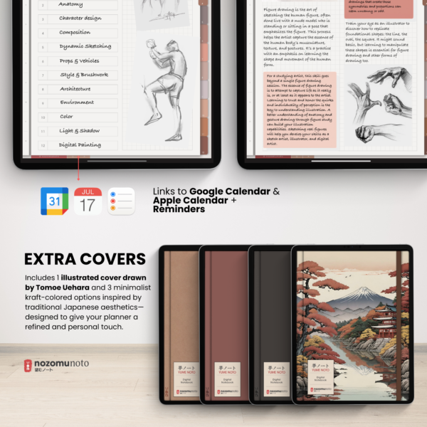 Digital Notebook V2 Yume Noto NozomuNoto Japanese Multipurpose Minimalist ADHD Bullet Journal Hyperlinked PDF Goodnotes Notability Android Tablet iPad Student Study Teacher Travel Cornell Grid Lines Dotted Template Noteshelf Noteful Kilonotes Collanote Zoomnotes Samsung Xodo