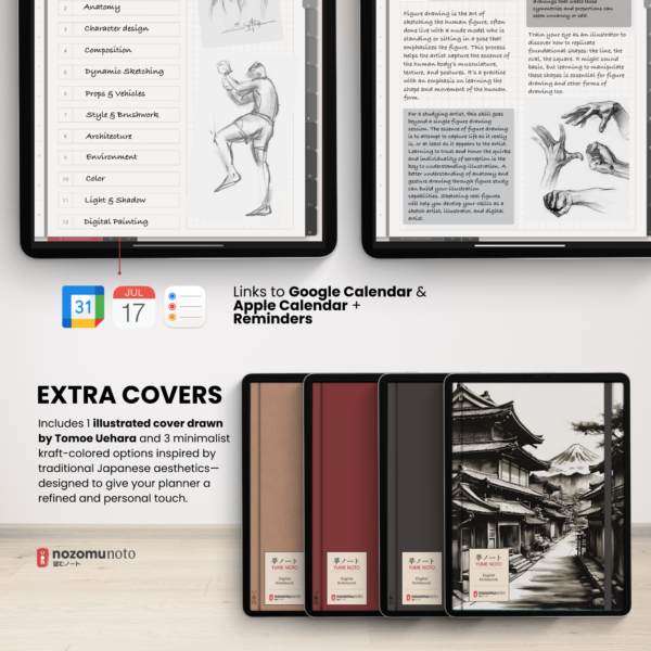 Digital Notebook V2 Yume Noto NozomuNoto Japanese Multipurpose Minimalist ADHD Bullet Journal Hyperlinked PDF Goodnotes Notability Android Tablet iPad Student Study Teacher Travel Cornell Grid Lines Dotted Template Noteshelf Noteful Kilonotes Collanote Zoomnotes Samsung Xodo