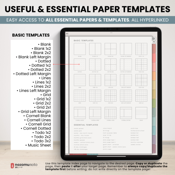 Digital Notebook V2 Yume Noto NozomuNoto Japanese Multipurpose Minimalist ADHD Bullet Journal Hyperlinked PDF Goodnotes Notability Android Tablet iPad Student Study Teacher Travel Cornell Grid Lines Dotted Template Noteshelf Noteful Kilonotes Collanote Zoomnotes Samsung Xodo
