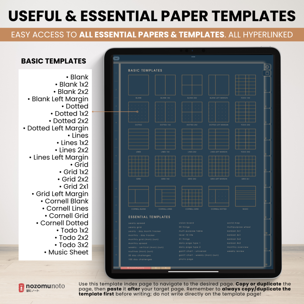 Digital Notebook V2 Yume Noto NozomuNoto Japanese Multipurpose Minimalist ADHD Bullet Journal Hyperlinked PDF Goodnotes Notability Android Tablet iPad Student Study Teacher Travel Cornell Grid Lines Dotted Template Noteshelf Noteful Kilonotes Collanote Zoomnotes Samsung Xodo