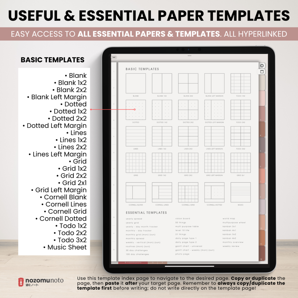 Digital Notebook V2 Yume Noto NozomuNoto Japanese Multipurpose Minimalist ADHD Bullet Journal Hyperlinked PDF Goodnotes Notability Android Tablet iPad Student Study Teacher Travel Cornell Grid Lines Dotted Template Noteshelf Noteful Kilonotes Collanote Zoomnotes Samsung Xodo