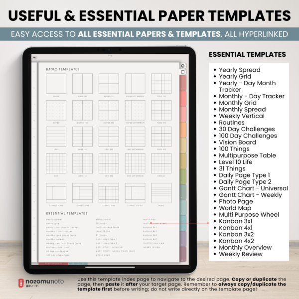 Digital Notebook V2 Yume Noto NozomuNoto Japanese Multipurpose Minimalist ADHD Bullet Journal Hyperlinked PDF Goodnotes Notability Android Tablet iPad Student Study Teacher Travel Cornell Grid Lines Dotted Template Noteshelf Noteful Kilonotes Collanote Zoomnotes Samsung Xodo