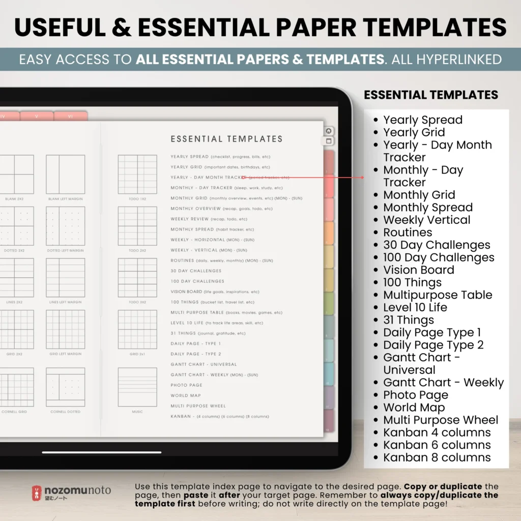 Digital Notebook V2 Landscape Light Garden writing paper template preview.