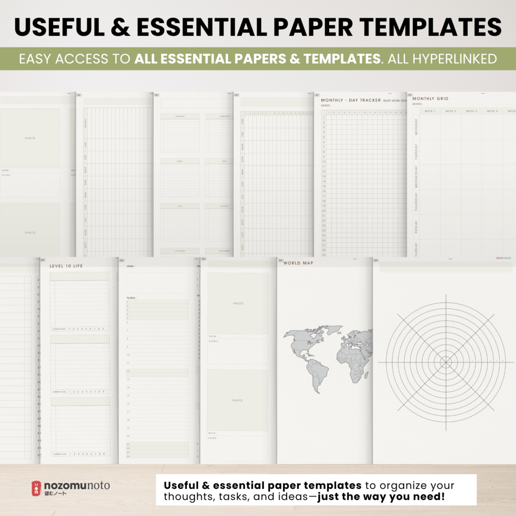Digital Notebook V2 Yume Noto NozomuNoto Japanese Multipurpose Minimalist ADHD Bullet Journal Hyperlinked PDF Goodnotes Notability Android Tablet iPad Student Study Teacher Travel Cornell Grid Lines Dotted Template Noteshelf Noteful Kilonotes Collanote Zoomnotes Samsung Xodo