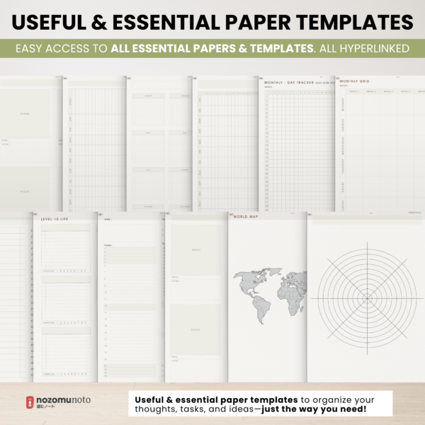 Digital Notebook V2 Yume Noto NozomuNoto Japanese Multipurpose Minimalist ADHD Bullet Journal Hyperlinked PDF Goodnotes Notability Android Tablet iPad Student Study Teacher Travel Cornell Grid Lines Dotted Template Noteshelf Noteful Kilonotes Collanote Zoomnotes Samsung Xodo