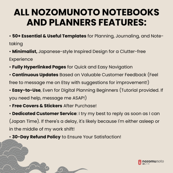 Dated Academic 2025 2026 Digital Planner Yume Techo NozomuNoto Notebook Daily Weekly Monthly Calendar Japanese Multipurpose Minimalist ADHD Bullet Journal Hyperlinked PDF Goodnotes Notability Landscape Android iPad Student Noteshelf Samsung Hobonichi Noteful Penly Kilonotes Collanote Zoomnotes