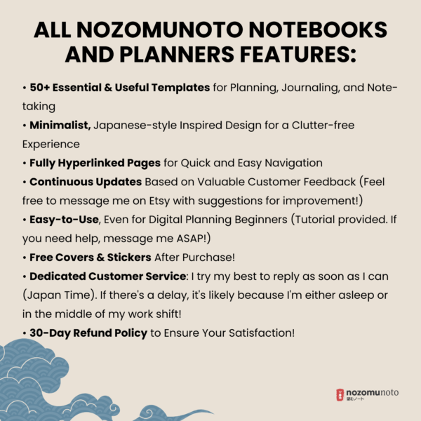 Dated Academic 2025 2026 Digital Planner Yume Techo NozomuNoto Notebook Daily Weekly Monthly Calendar Japanese Multipurpose Minimalist ADHD Bullet Journal Hyperlinked PDF Goodnotes Notability Landscape Android iPad Student Noteshelf Samsung Hobonichi Noteful Penly Kilonotes Collanote Zoomnotes